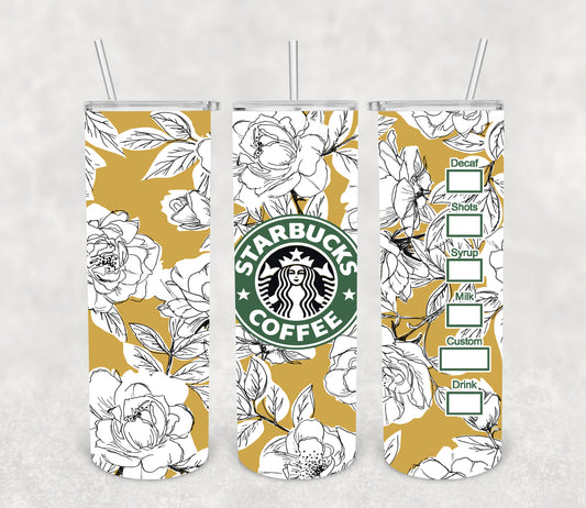 Yellow  Floral Starbucks